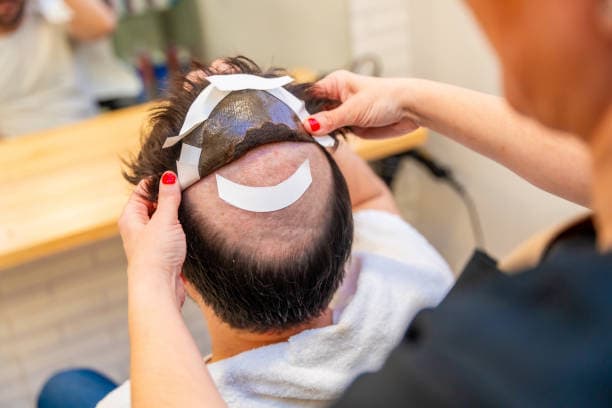 Fitting a men's wig and bonding it to the scalp