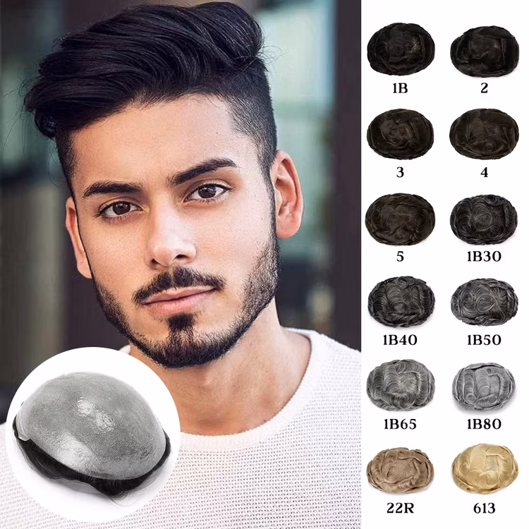 Men's wig result with base detail and color options